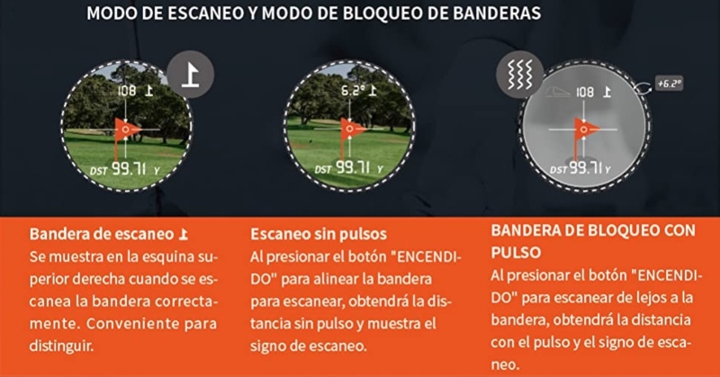 explicación de bloqueo de banderas en telemetros de golf