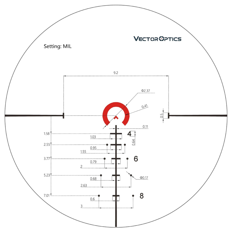reticle vector optics continental 1-6x28
