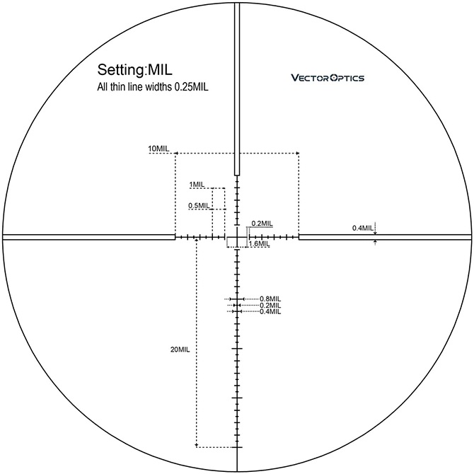 retícula vector optics veyron 4-16x44 ffp